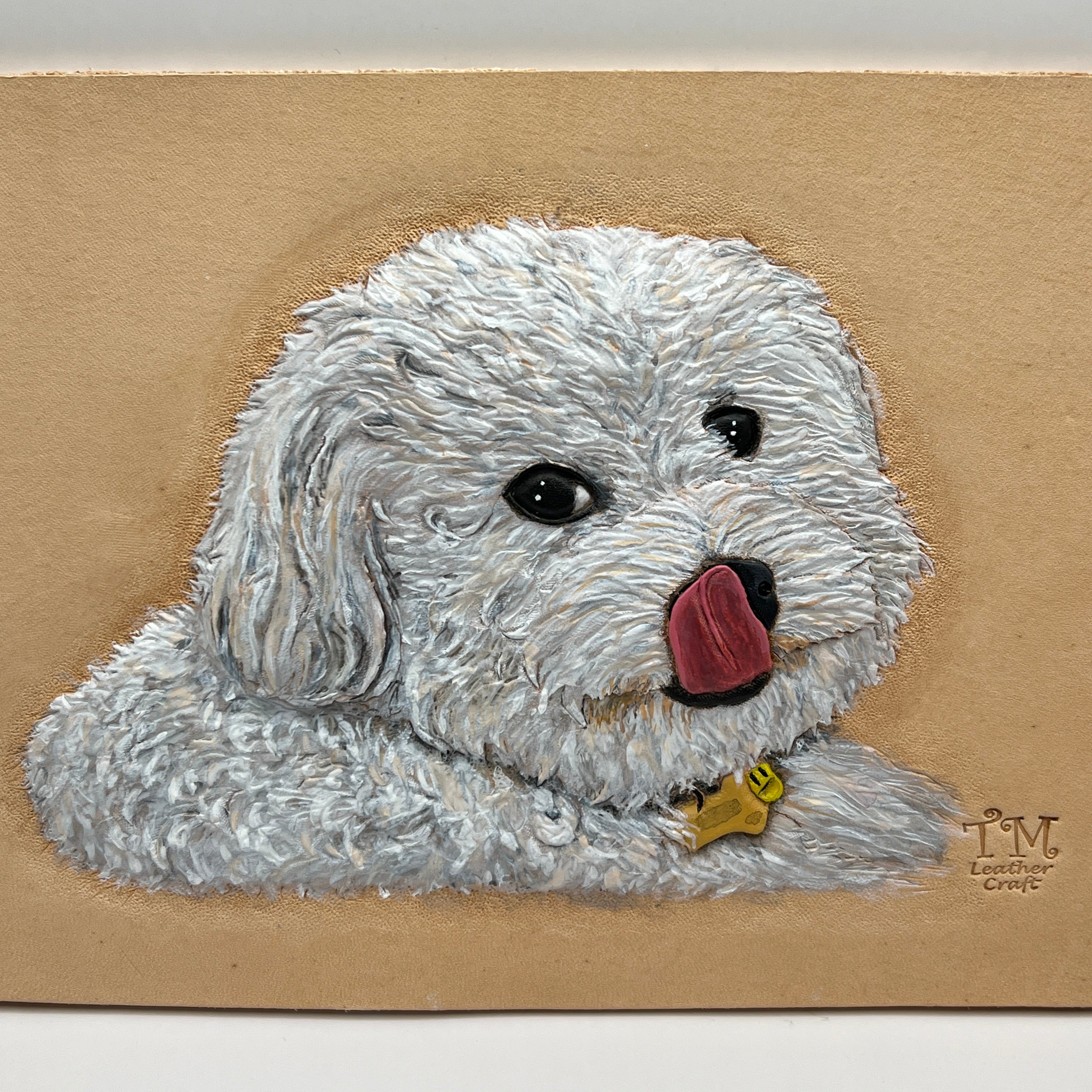 Carved Genuine Leather Pet Portraits