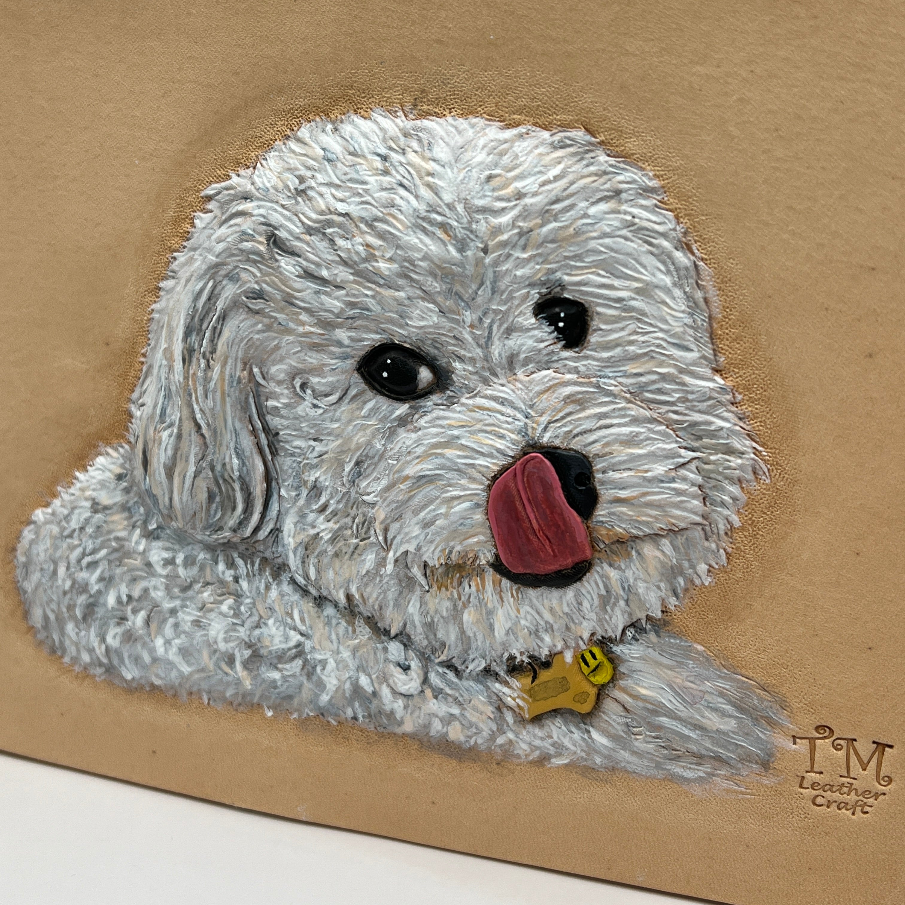 Carved Genuine Leather Pet Portraits