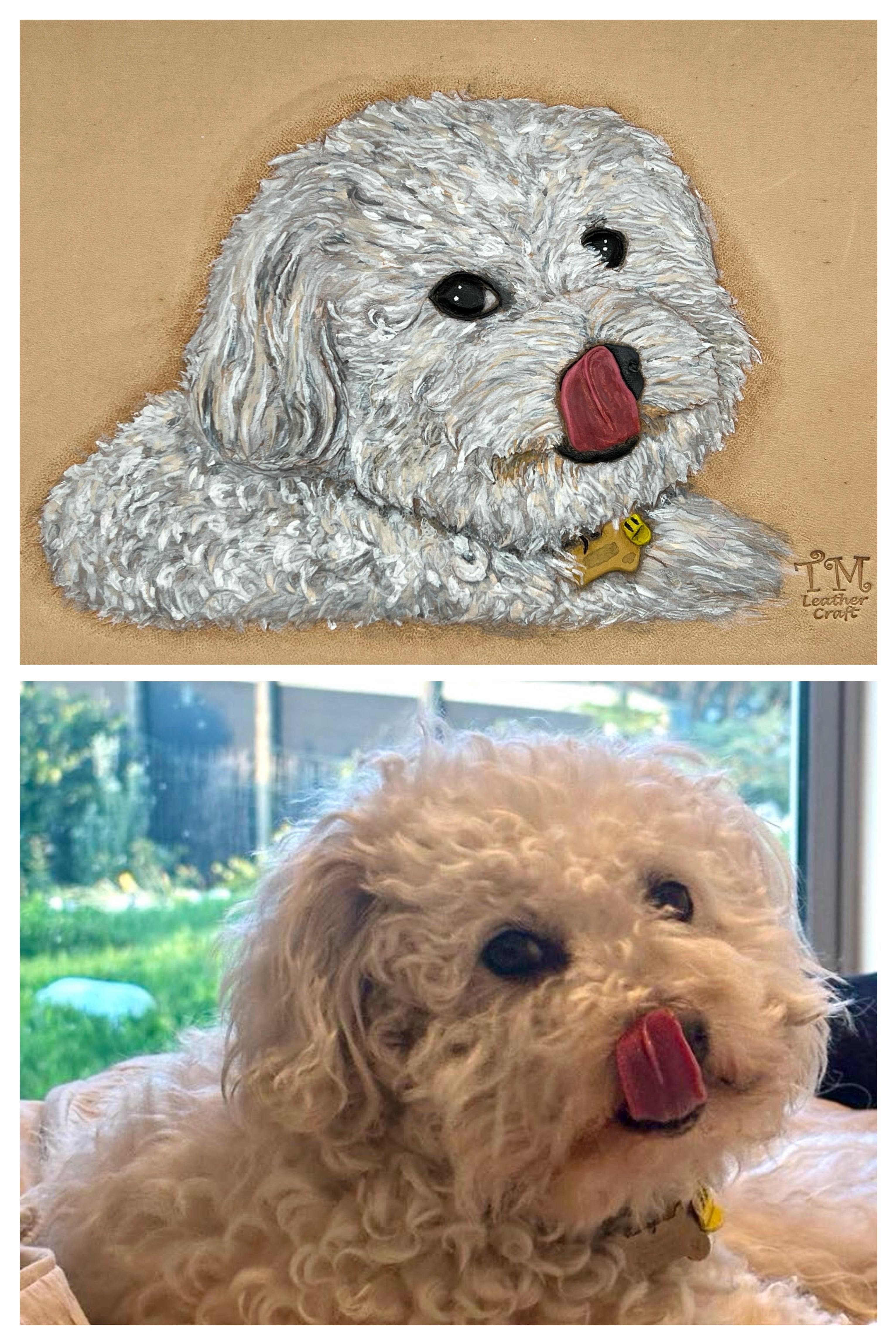 Carved Genuine Leather Pet Portraits