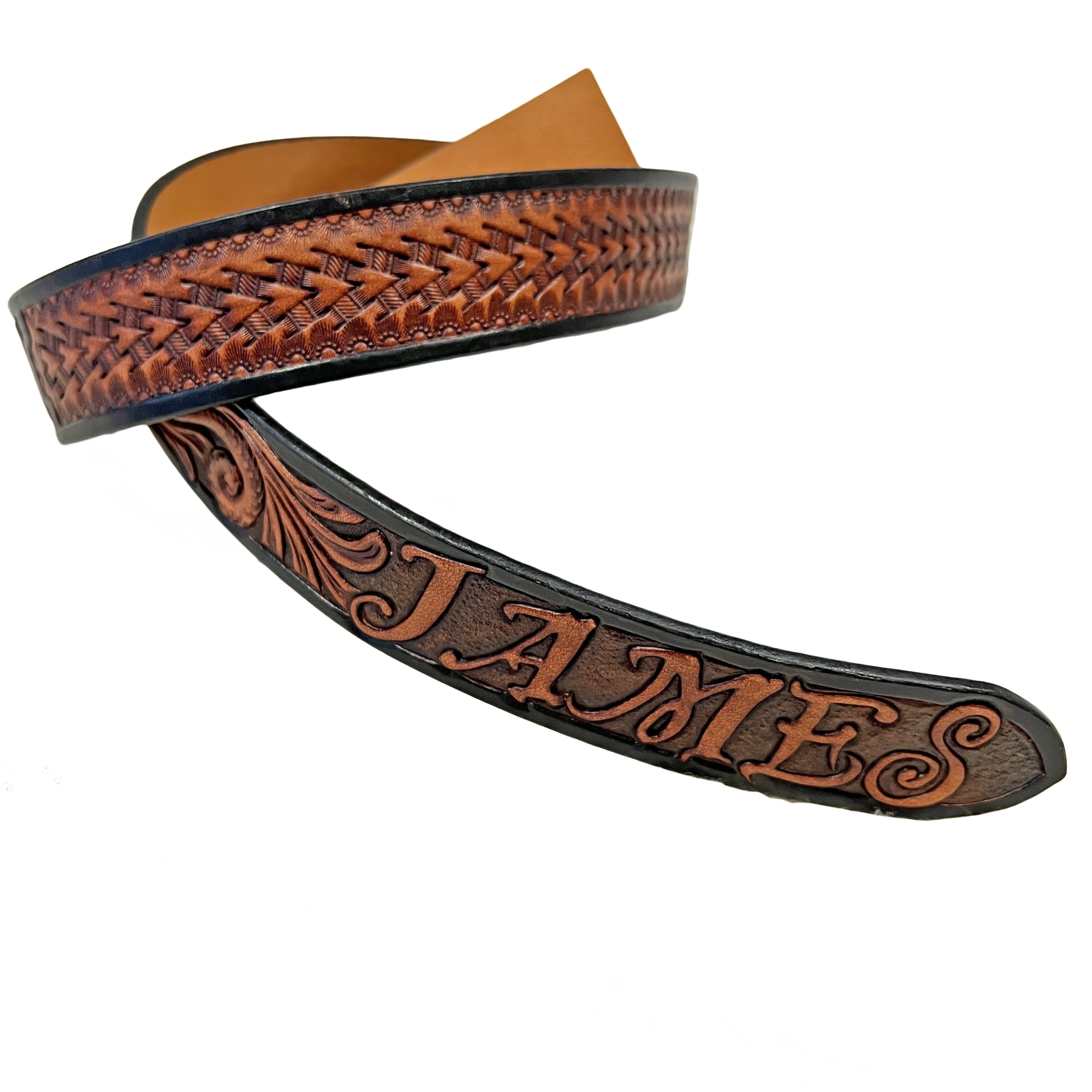 Carved Name Genuine Leather Belt 06