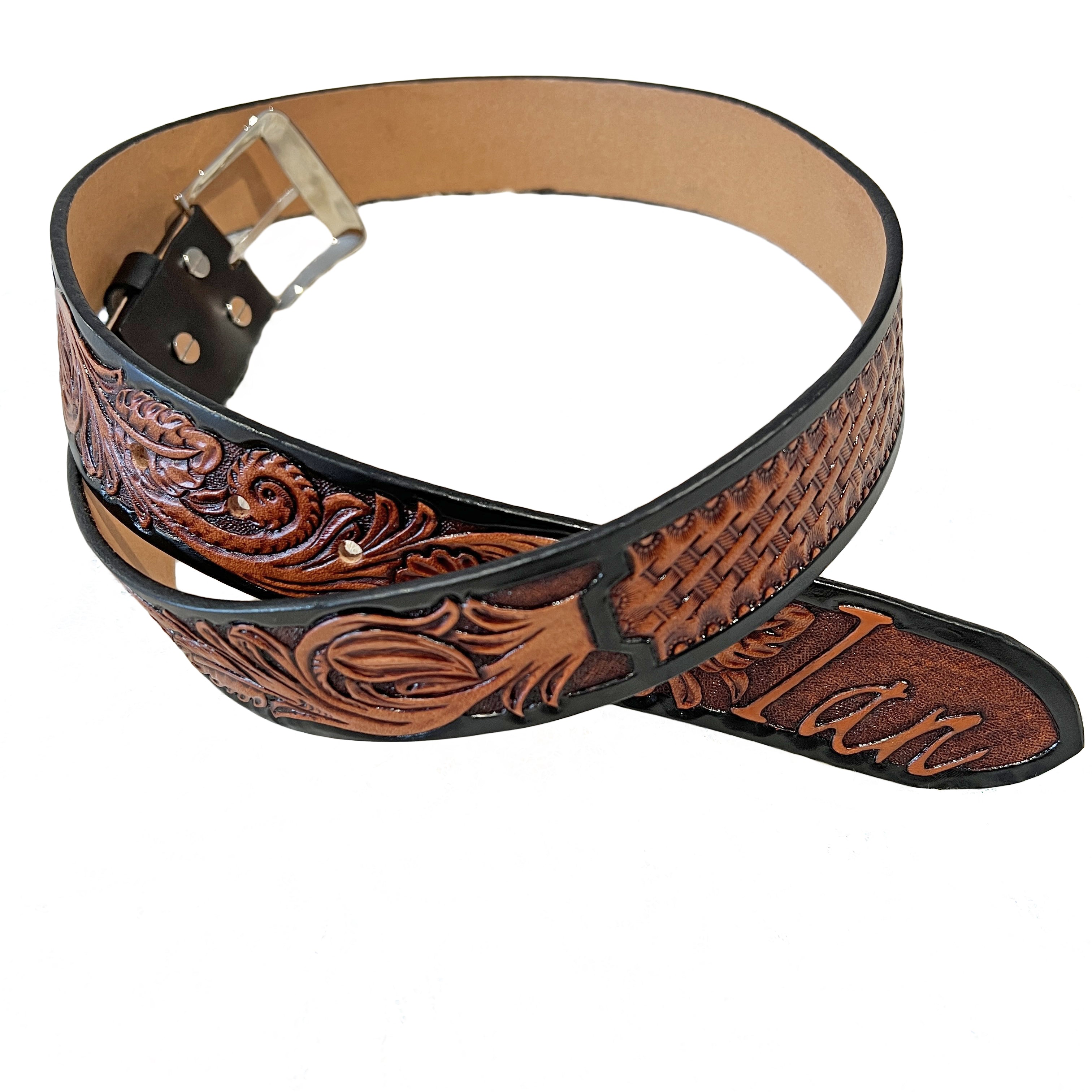 Carved Name Genuine Leather Belt 05