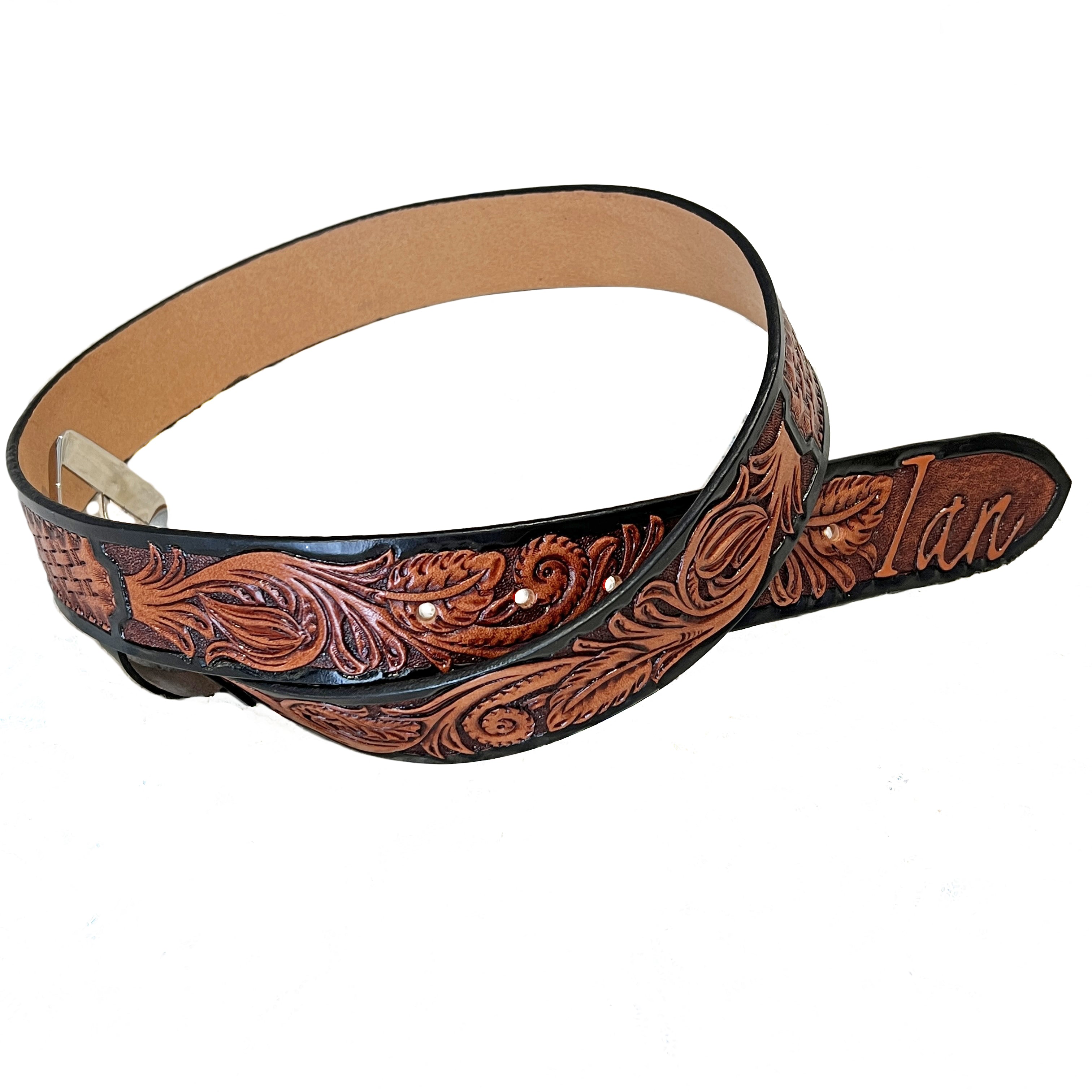 Carved Name Genuine Leather Belt 05