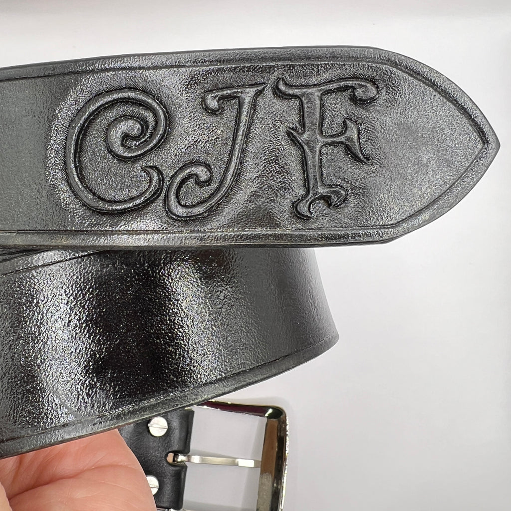 Minimalist Simple Handmade Carved Name Genuine Leather Belt 01