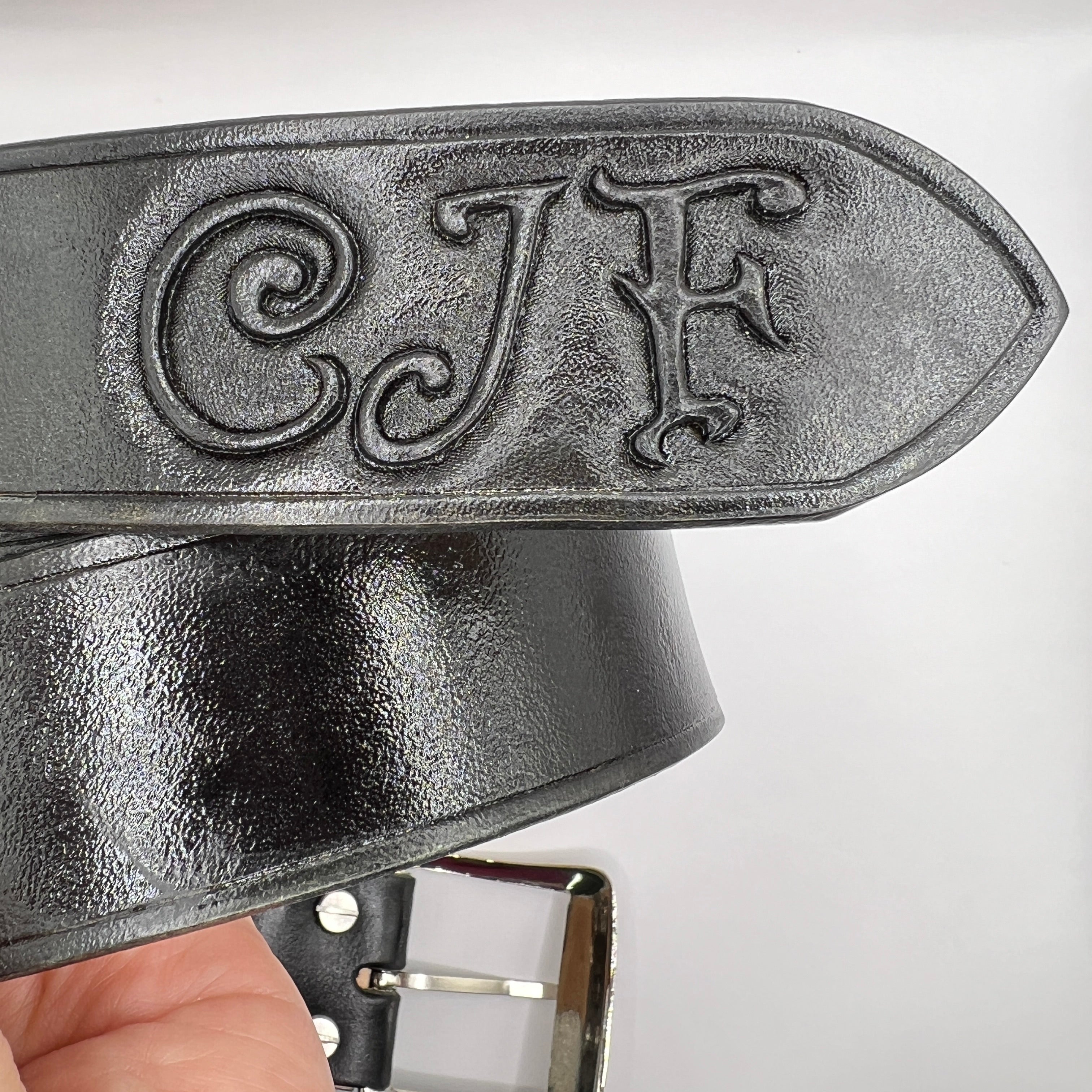 Minimalist Simple Handmade Carved Name Genuine Leather Belt 01