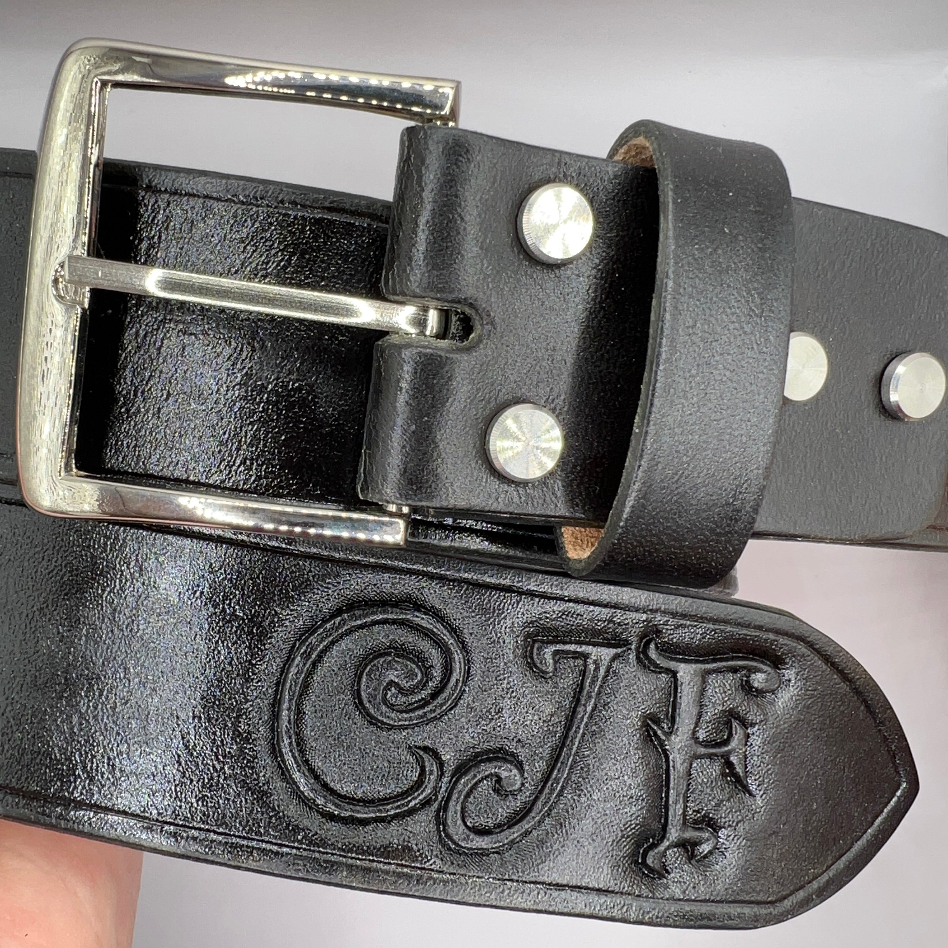 Minimalist Simple Handmade Carved Name Genuine Leather Belt 01