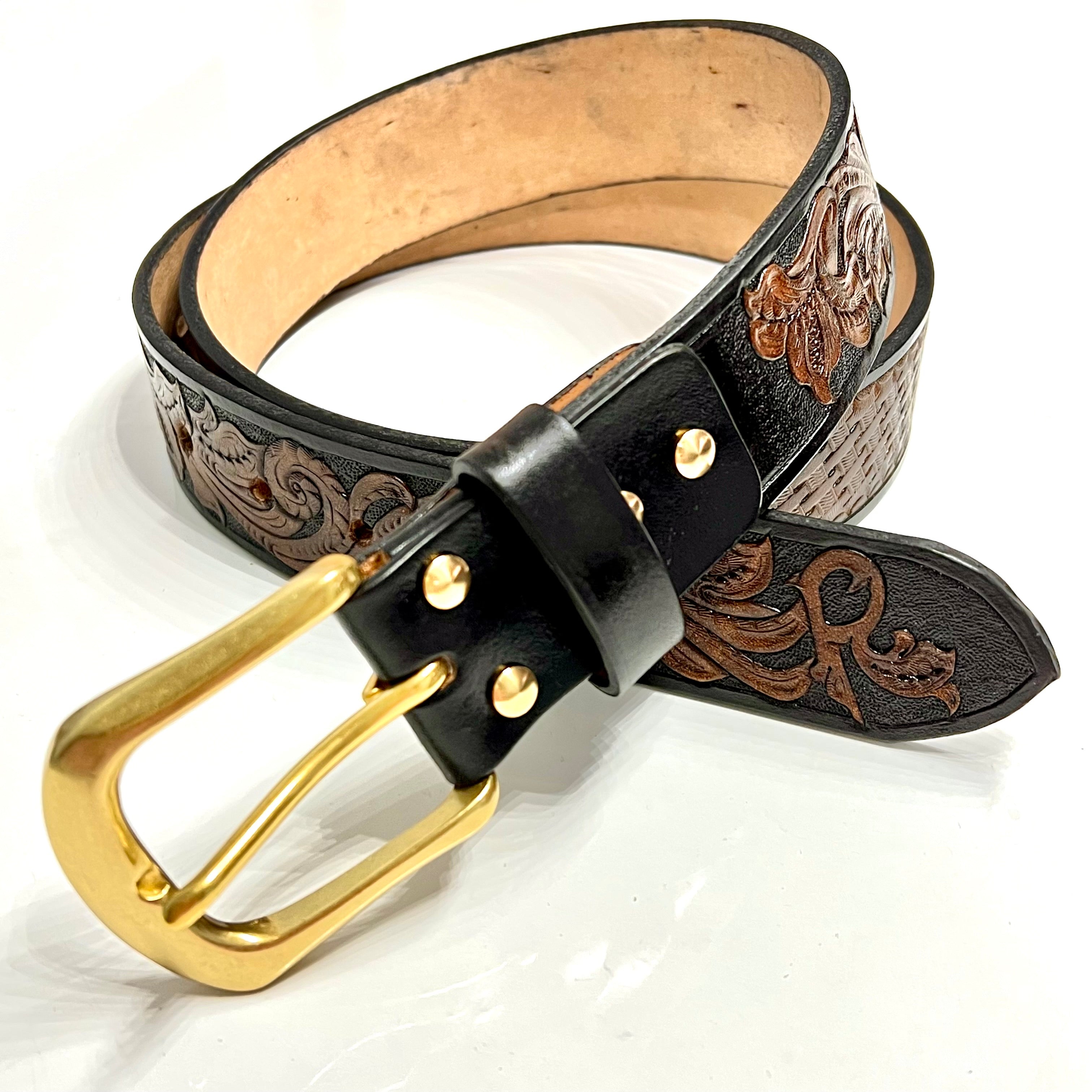 Carved Name Genuine Leather Belt 05