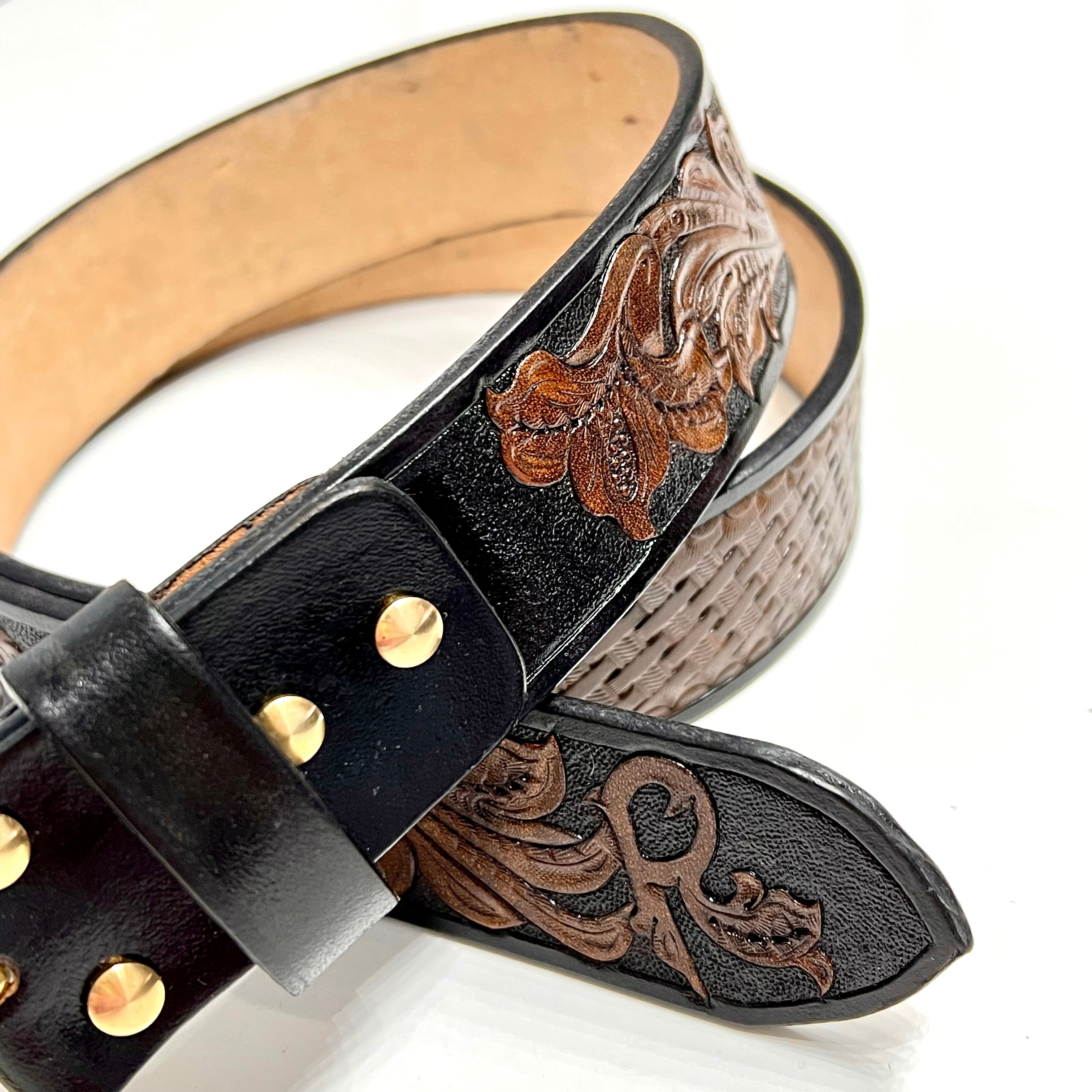 Carved Name Genuine Leather Belt 05