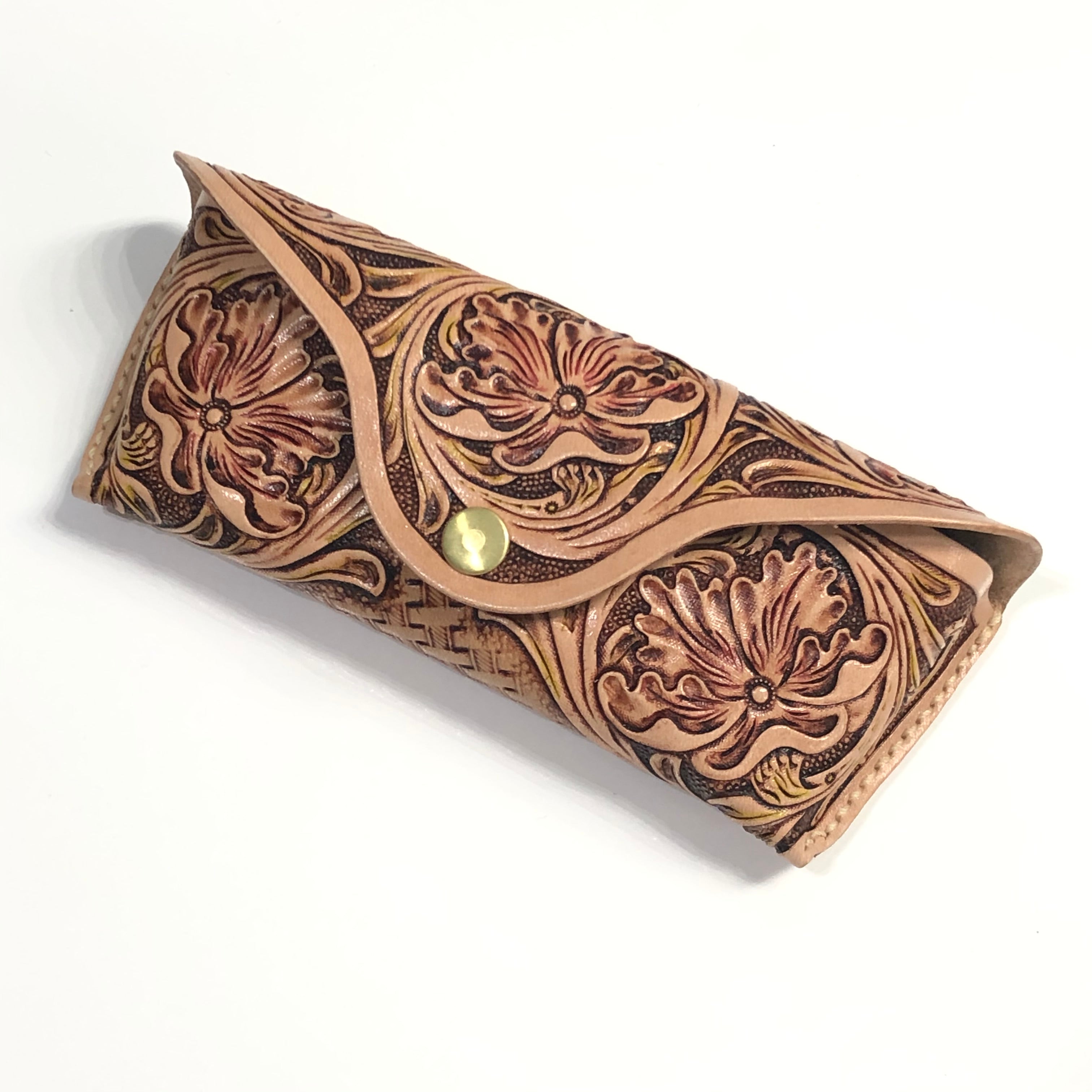 Carved Genuine Leather Glasses Case 03