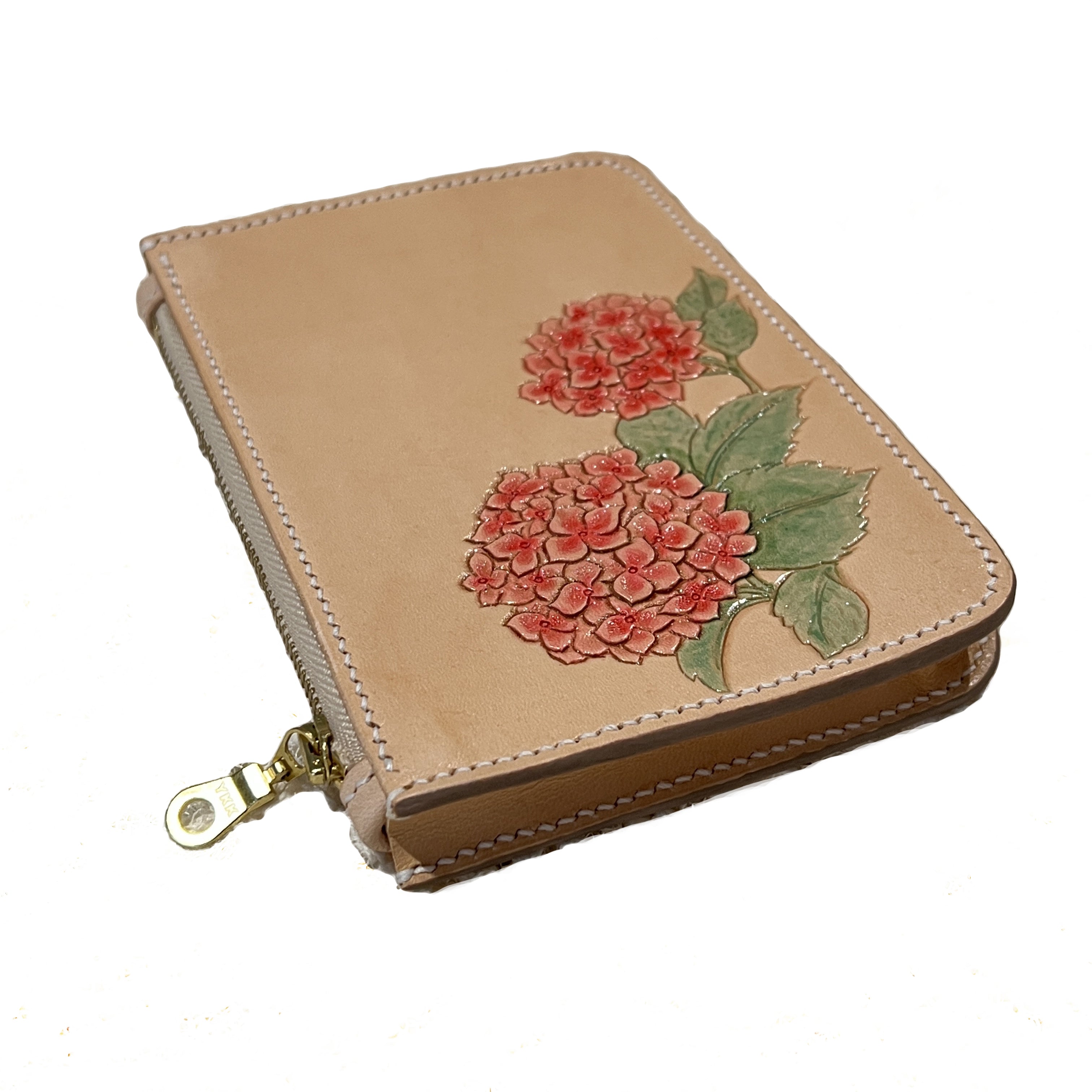 Carved Name Genuine Leather Zip Pouch