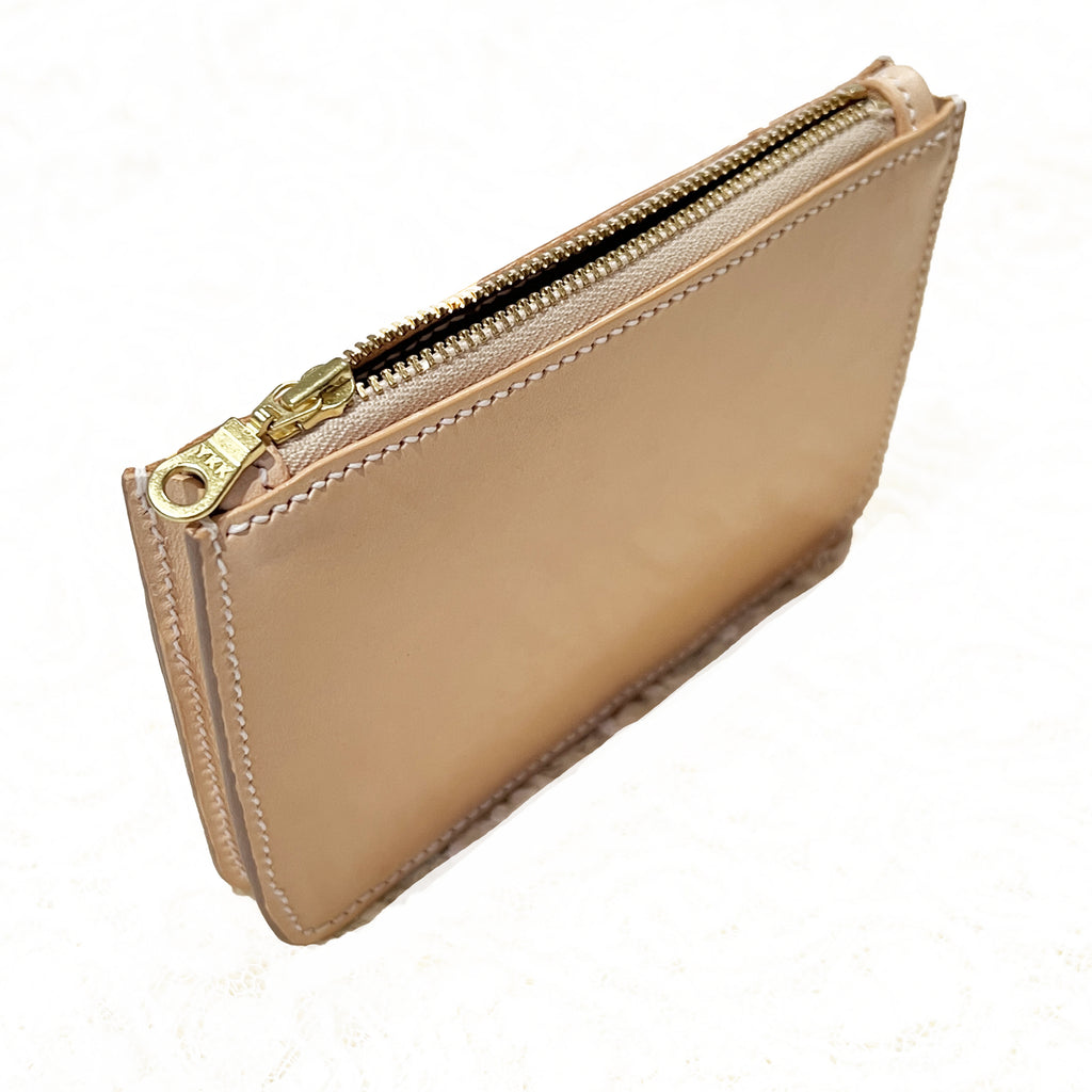 Carved Name Genuine Leather Zip Pouch