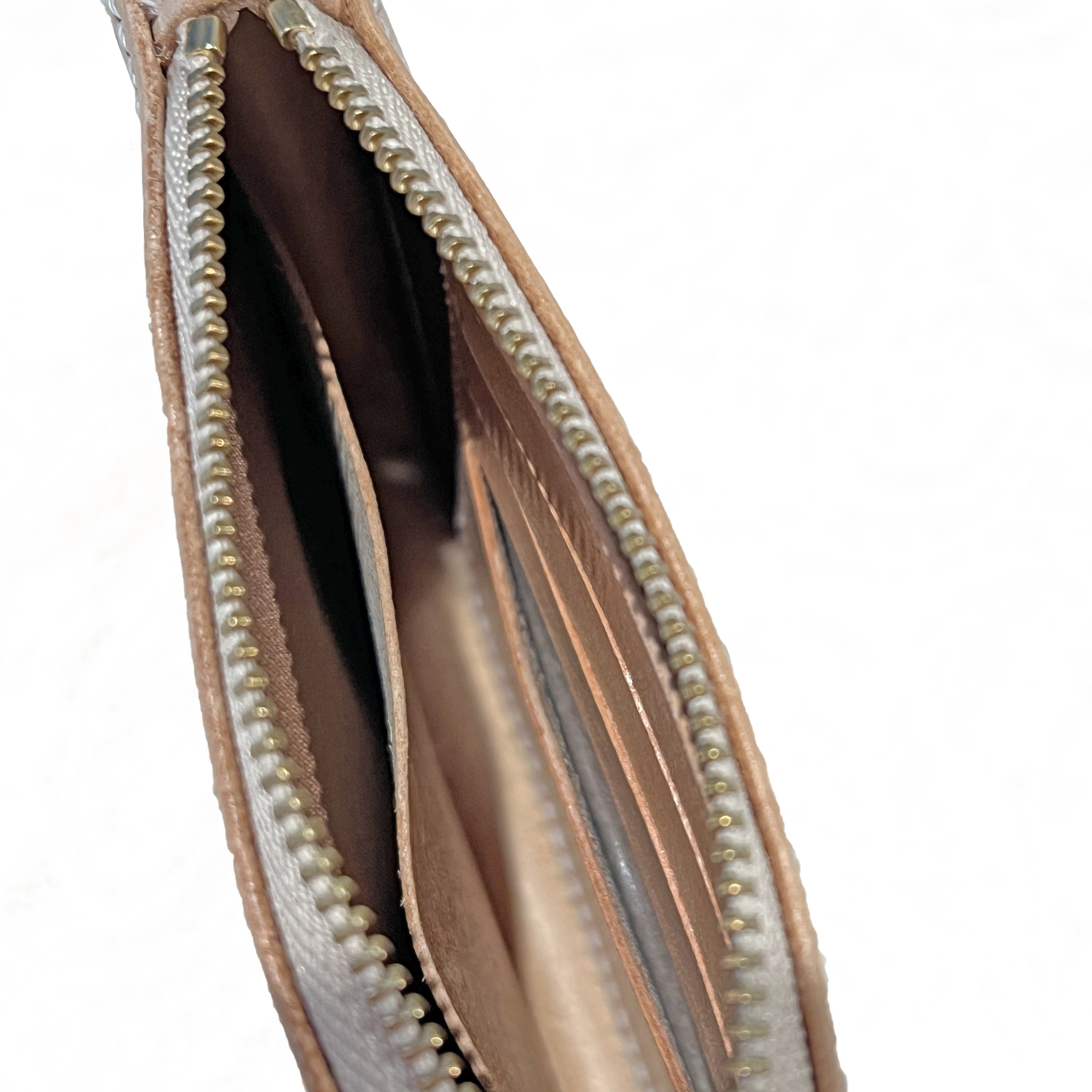 Carved Name Genuine Leather Zip Pouch