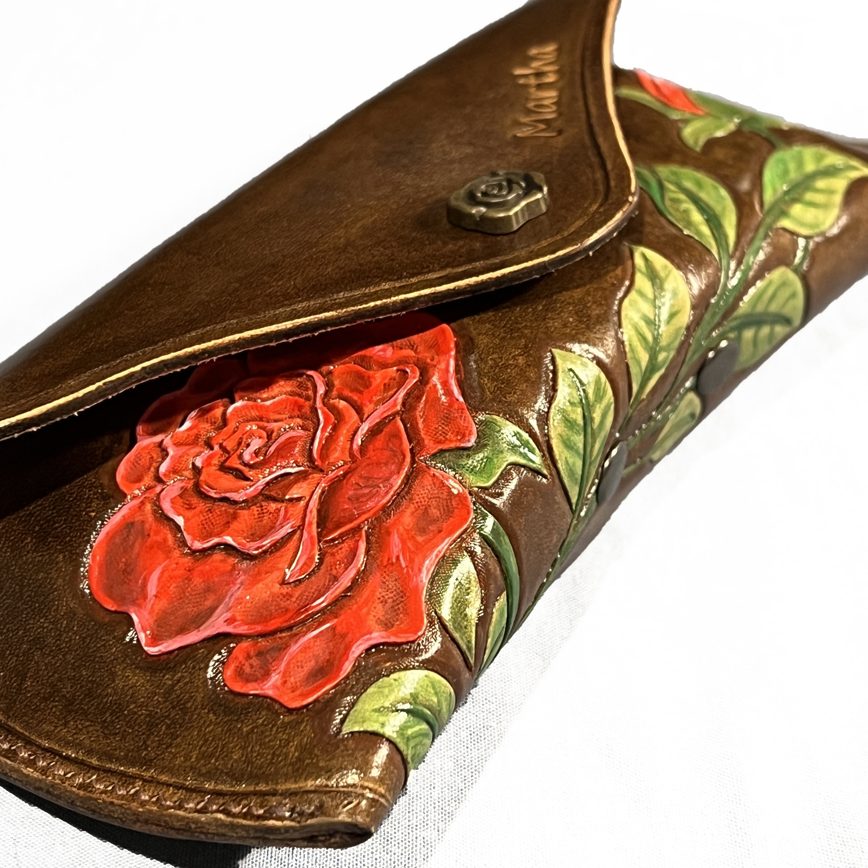 Carved Genuine Leather Glasses Case 03