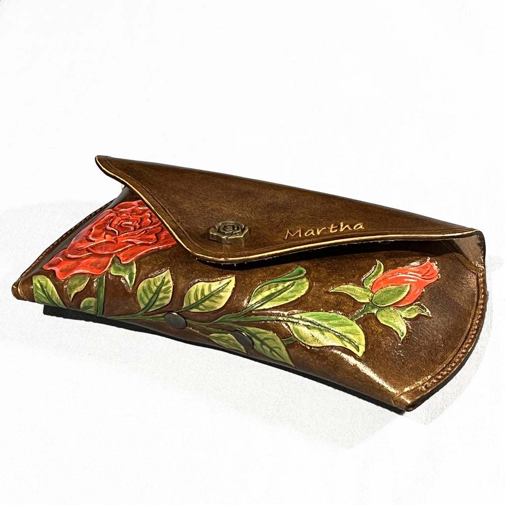 Carved Genuine Leather Glasses Case 03