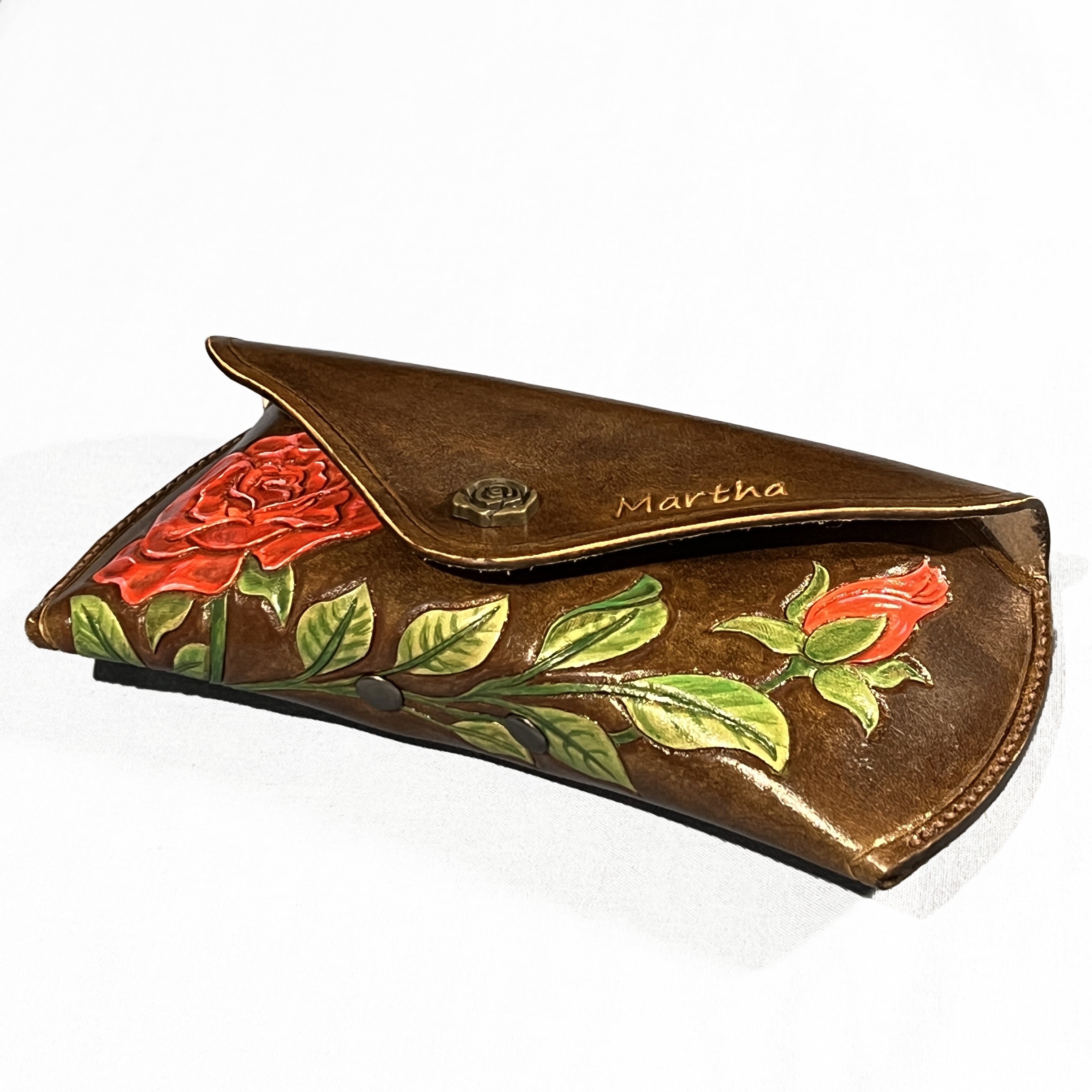 Carved Genuine Leather Glasses Case 03