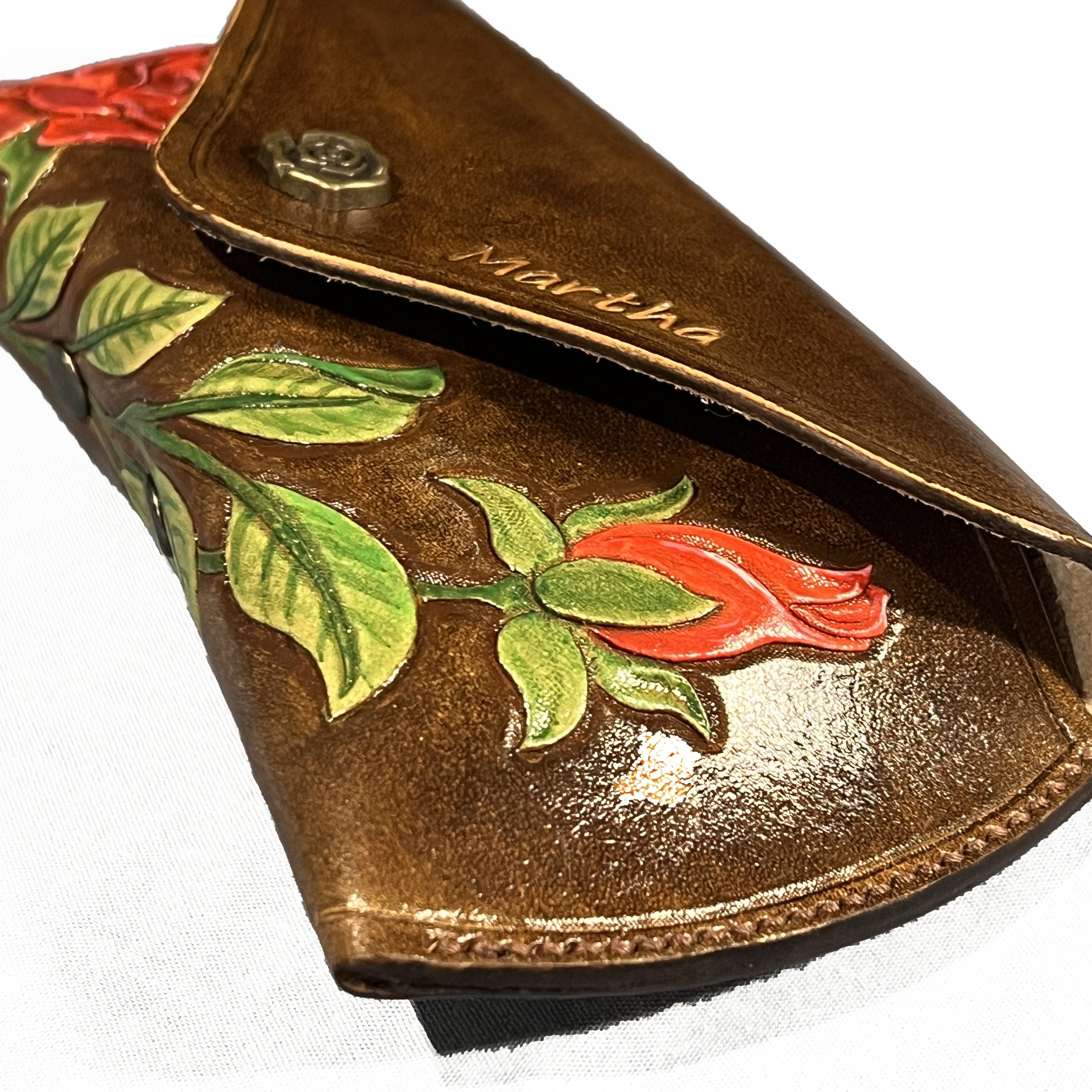 Carved Genuine Leather Glasses Case 03