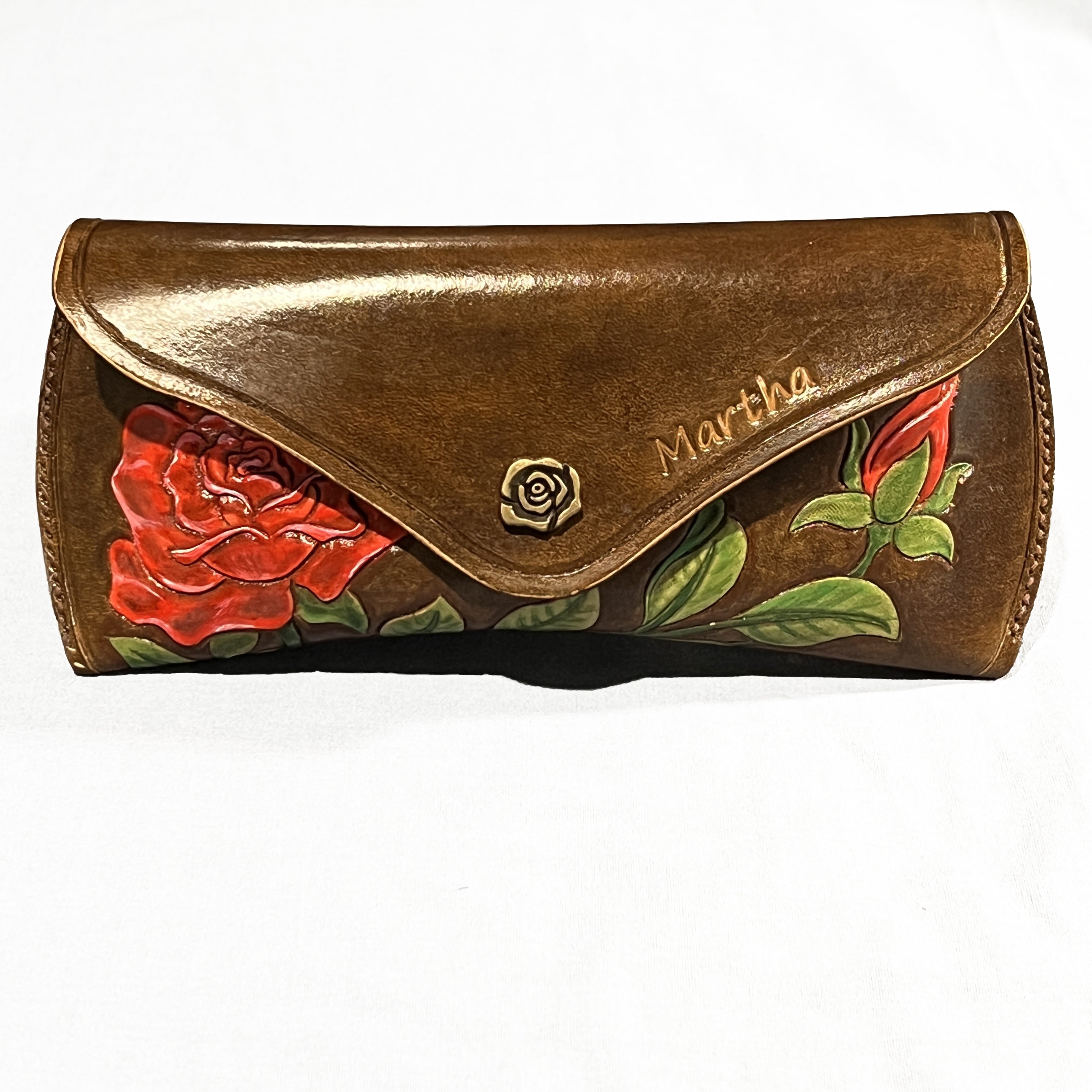 Carved Genuine Leather Glasses Case 03