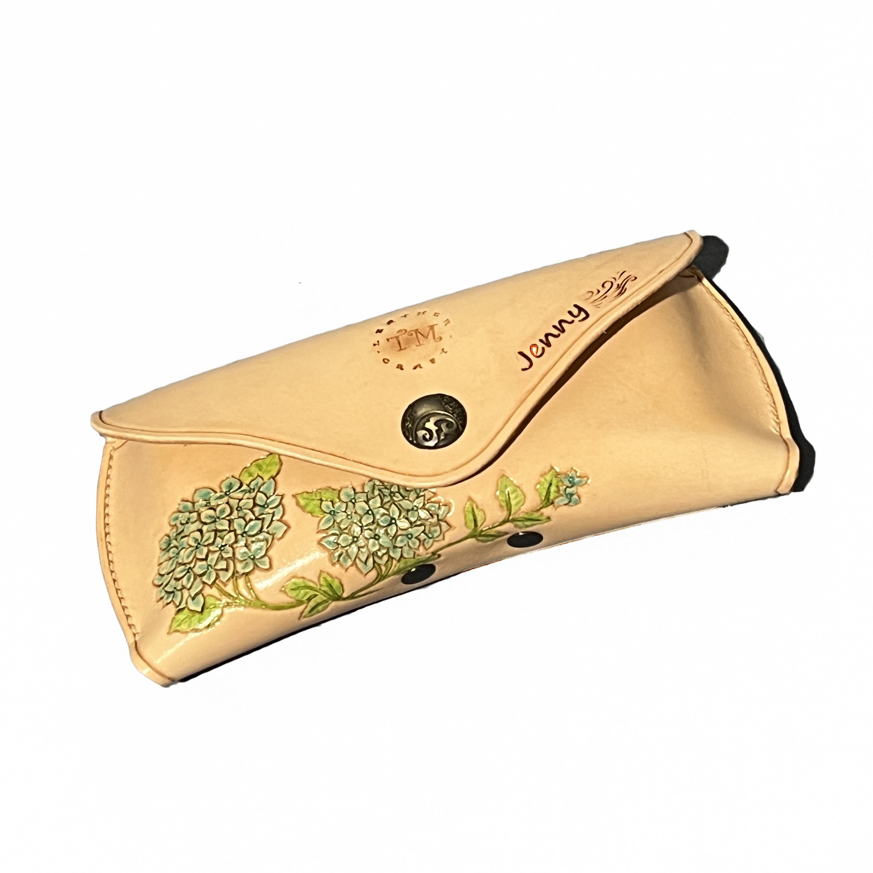 Carved Genuine Leather Glasses Case 03