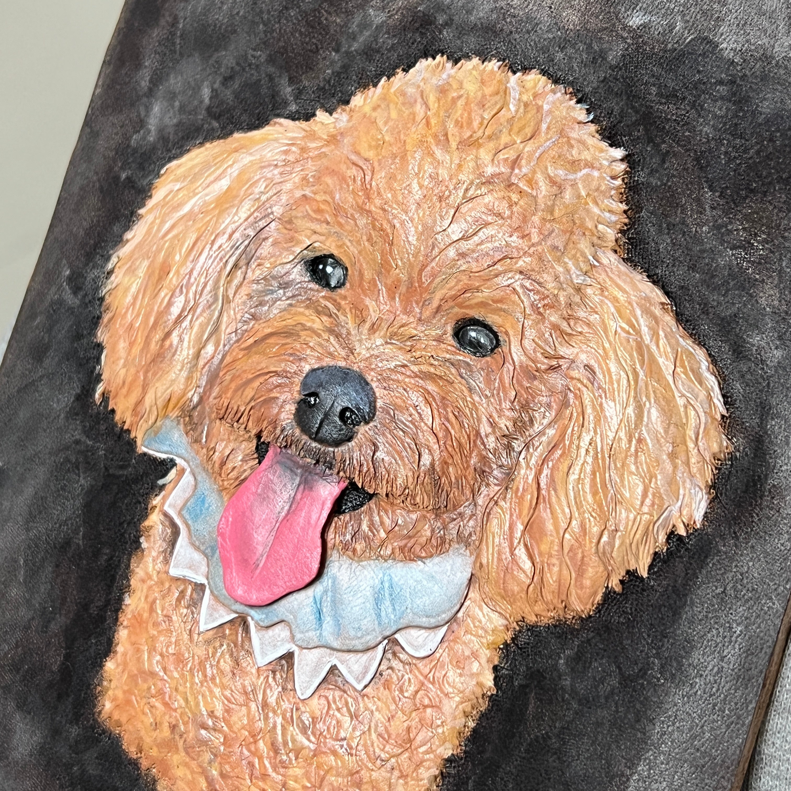 Carved Genuine Leather Pet Portraits