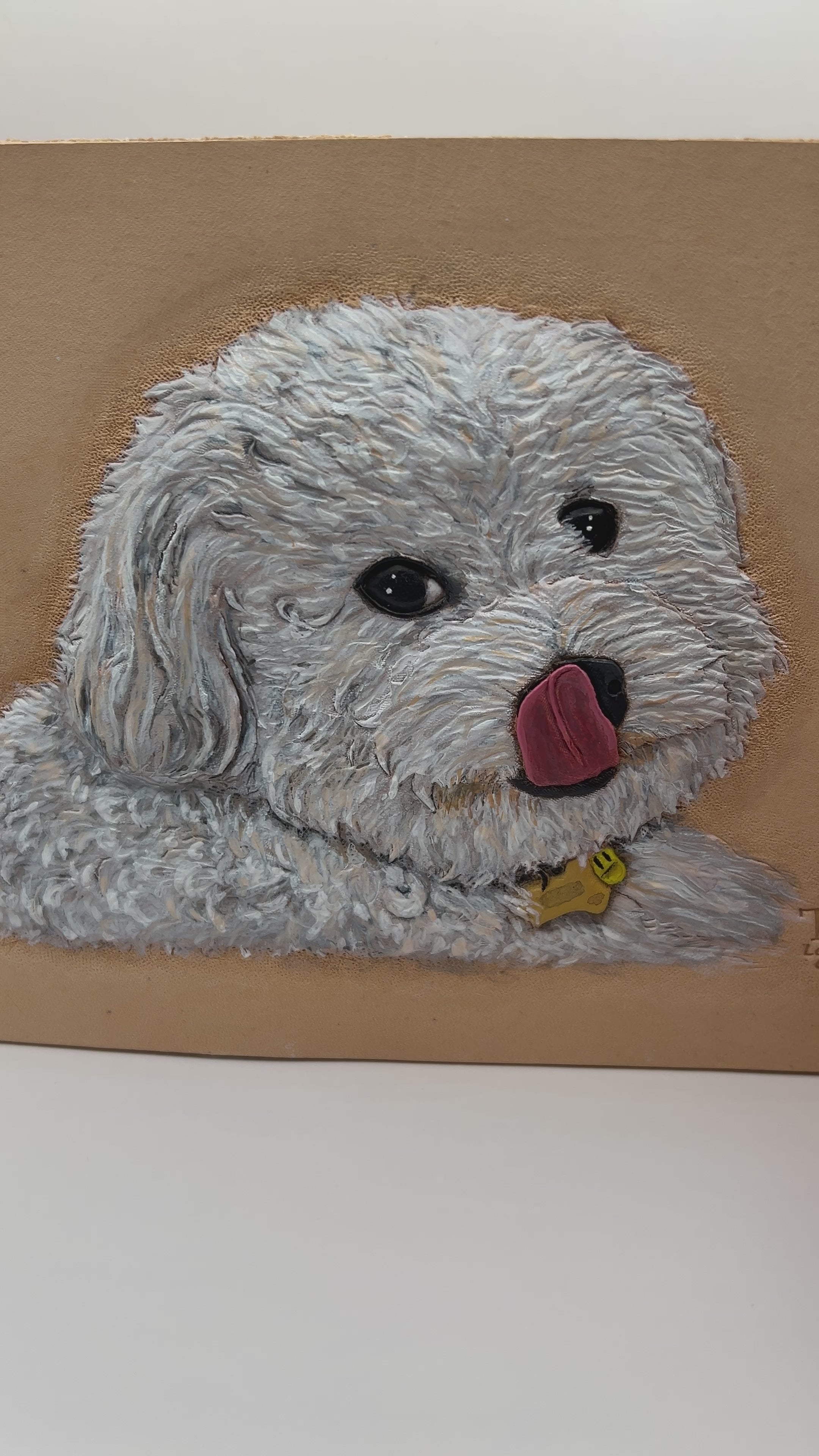 Carved Genuine Leather Pet Portraits